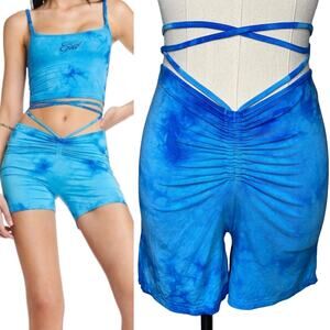 I Am Gia Halo Shorts Blue Tie Dye size Small